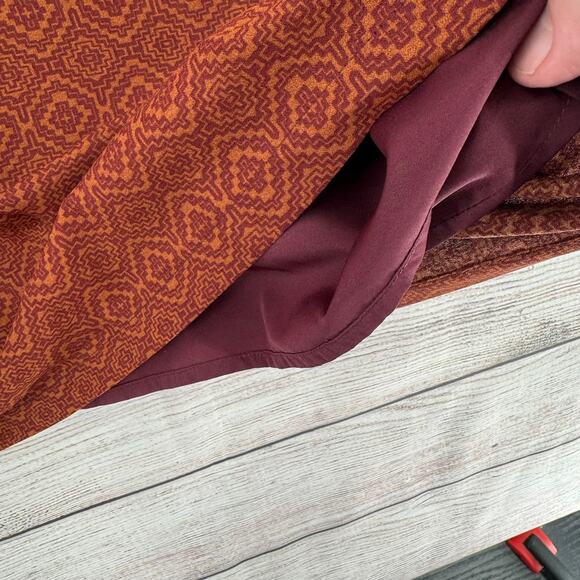 prAna CeCe Geometric Print Sheath Dress Womens Medium Pomegranate Brown - Picture 6 of 10